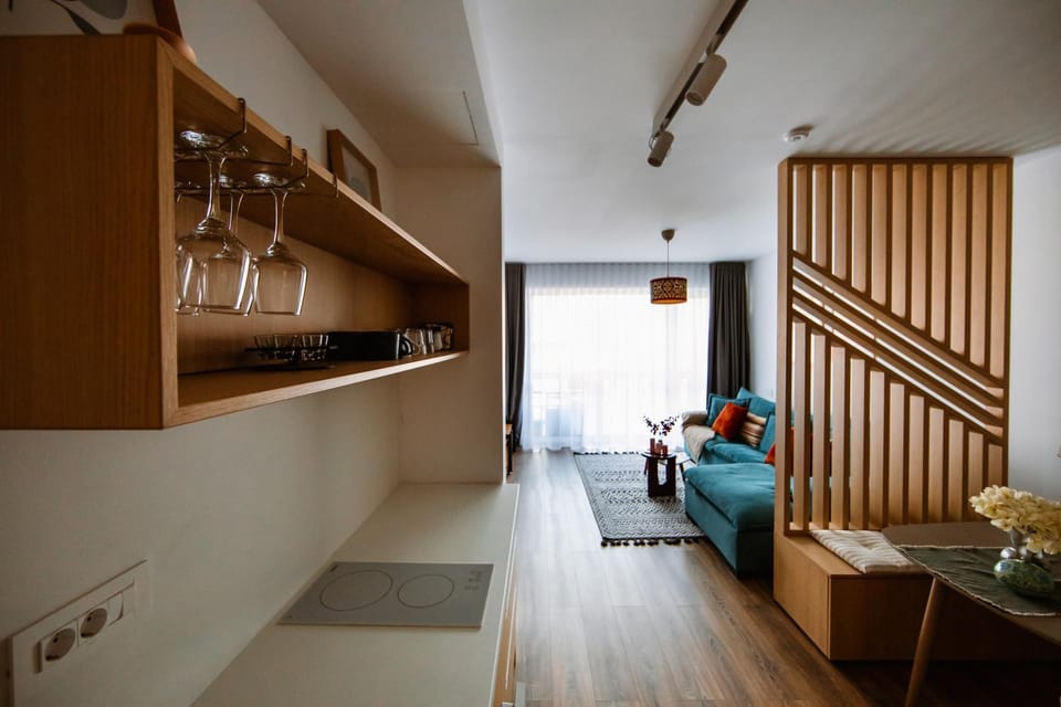 Kitchen or kitchenette, Living room, Seating area