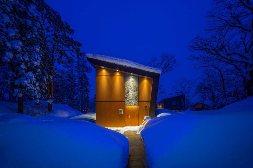 Property building, Night, Winter