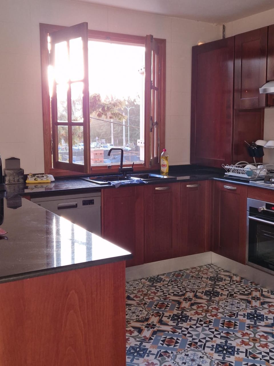 Kitchen or kitchenette, stove