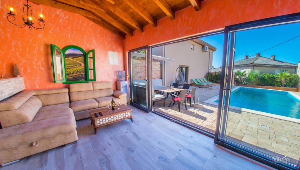 Patio, Seating area, Pool view, Swimming pool