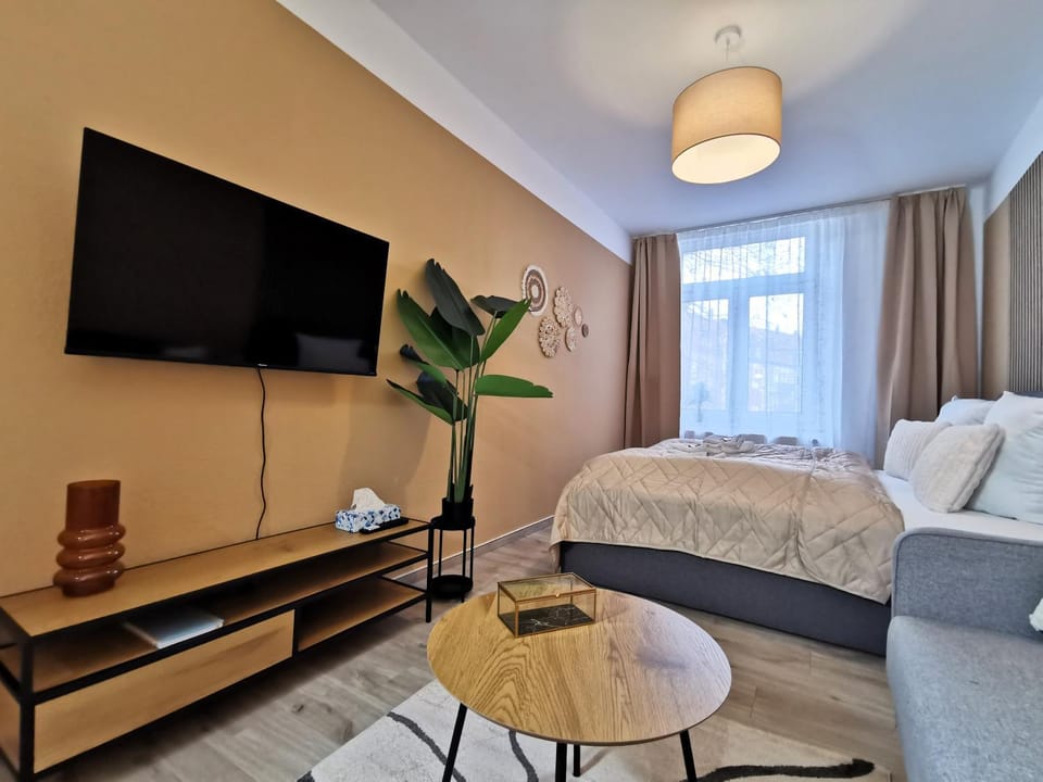 Communal lounge/ TV room, Bed, TV and multimedia, Living room, Photo of the whole room, Seating area, Evening entertainment, Bedroom