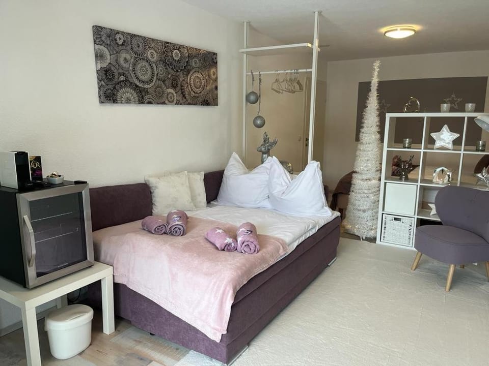 Bed, Living room, Photo of the whole room, Seating area, Bedroom, towels, wardrobe