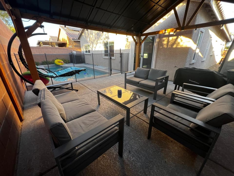 Patio, Day, View (from property/room), Seating area, Pool view, Swimming pool, Swimming pool, sunbed