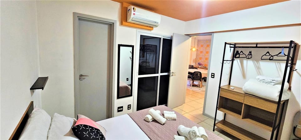Bedroom, towels, air conditioner