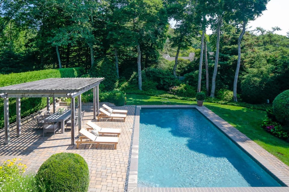 Patio, Natural landscape, Garden, Garden view, Pool view, Swimming pool, sunbed
