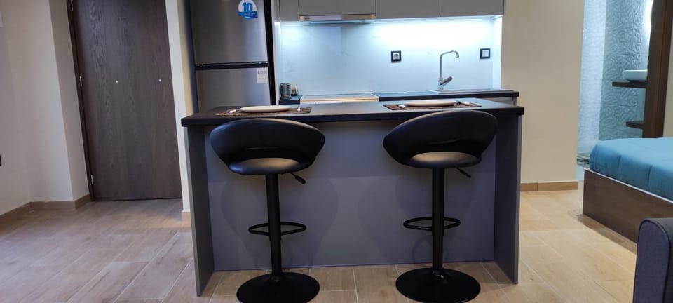 Kitchen or kitchenette, hair dresser