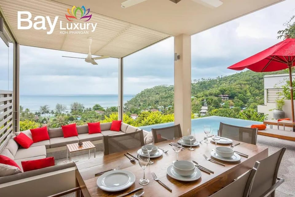 Patio, Day, Natural landscape, View (from property/room), Balcony/Terrace, Living room, Seating area, Dining area, Sea view, Swimming pool