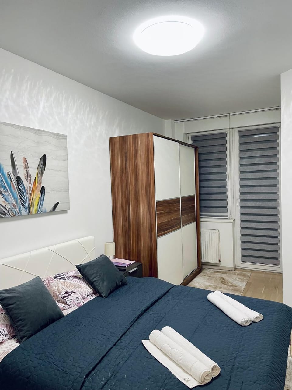 Bed, Photo of the whole room, Bedroom, towels, wardrobe