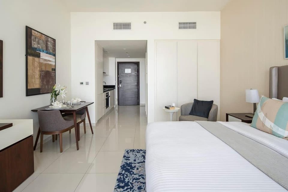 Bed, wardrobe