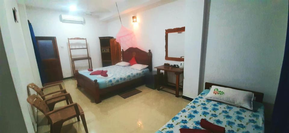 Bed, Bedroom, heating, microwave, oven, towels, air conditioner
