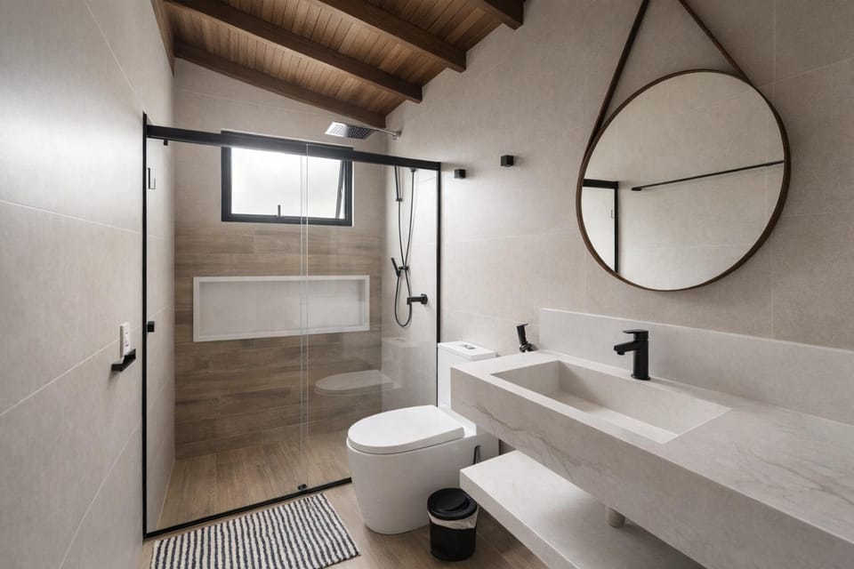 Shower, Bathroom, hair dryier, towels