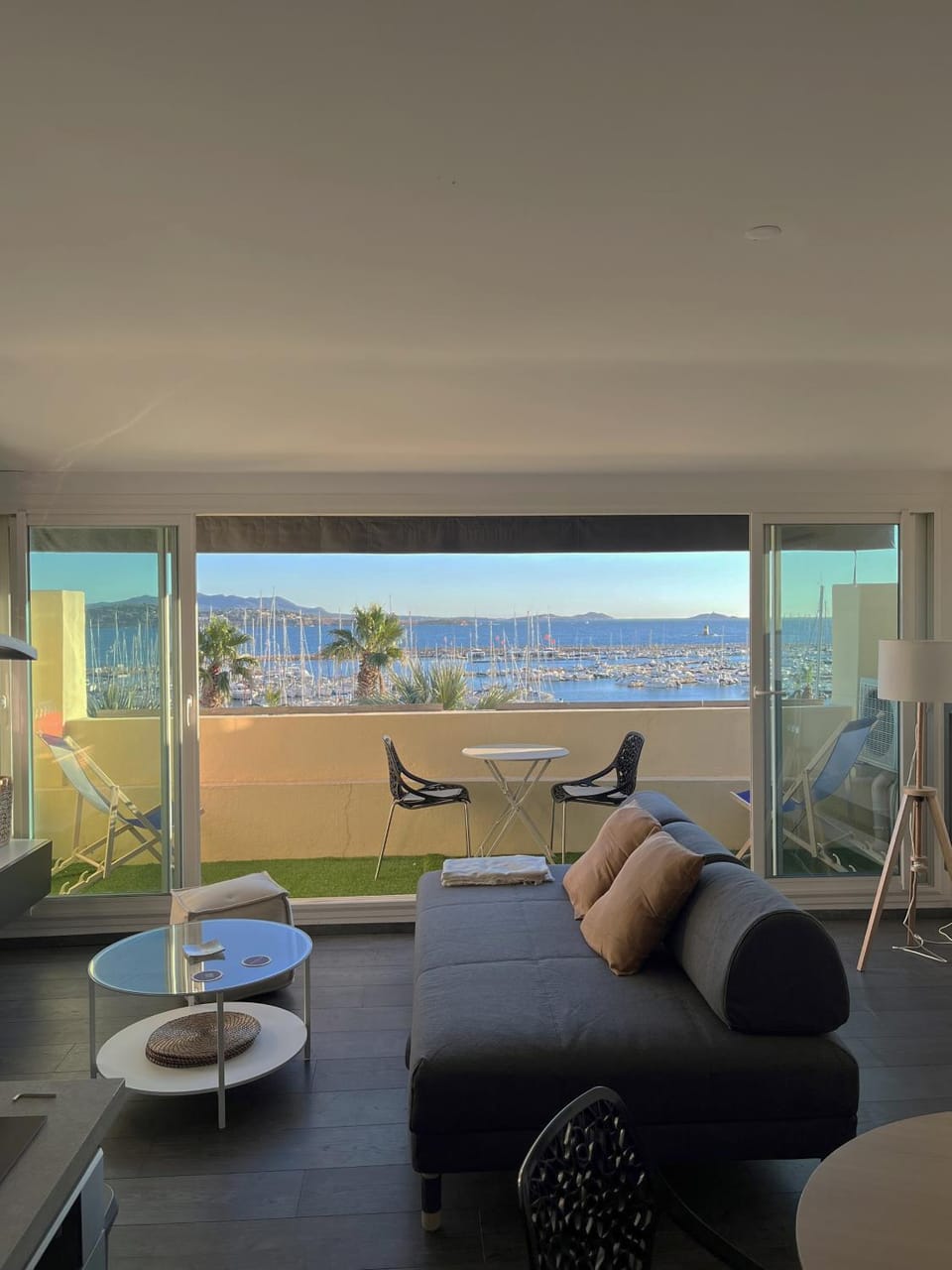View (from property/room), Living room, Seating area, Sea view
