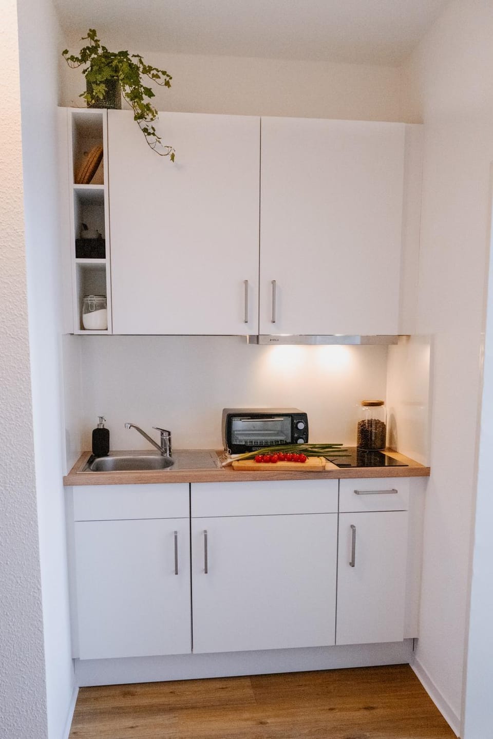 Kitchen or kitchenette, stove