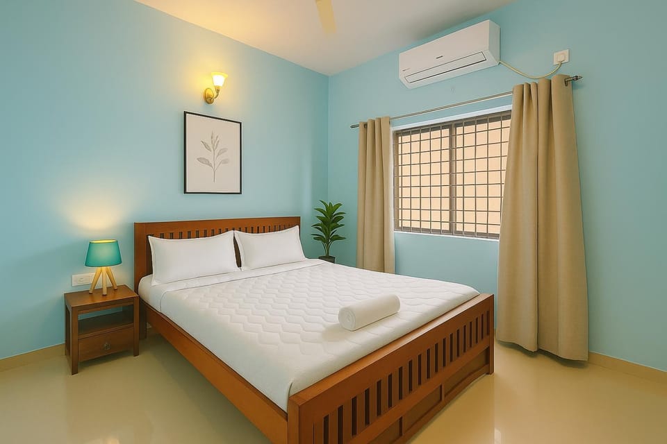 Bed, Bedroom, wardrobe, air conditioner