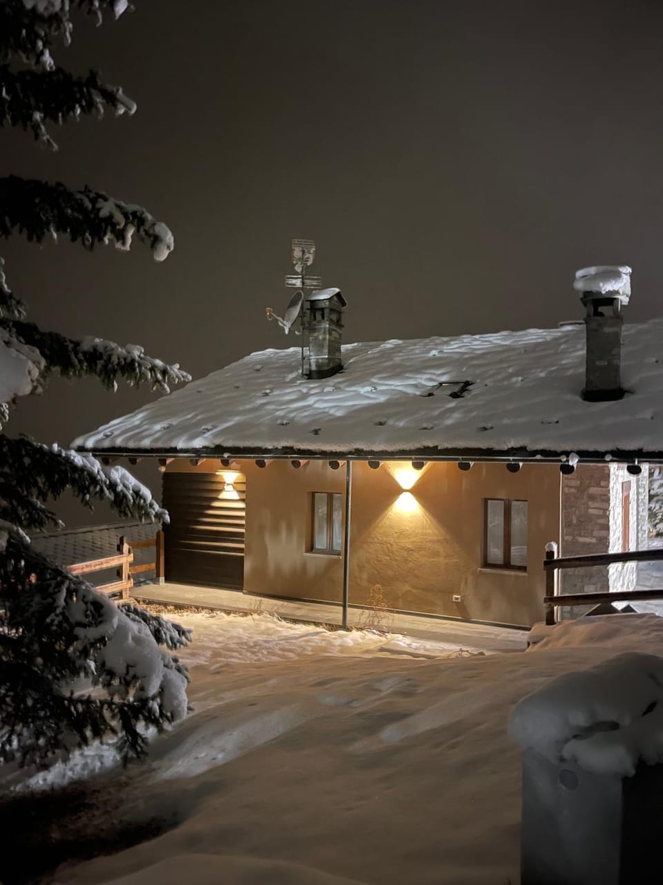 Property building, Night, Winter