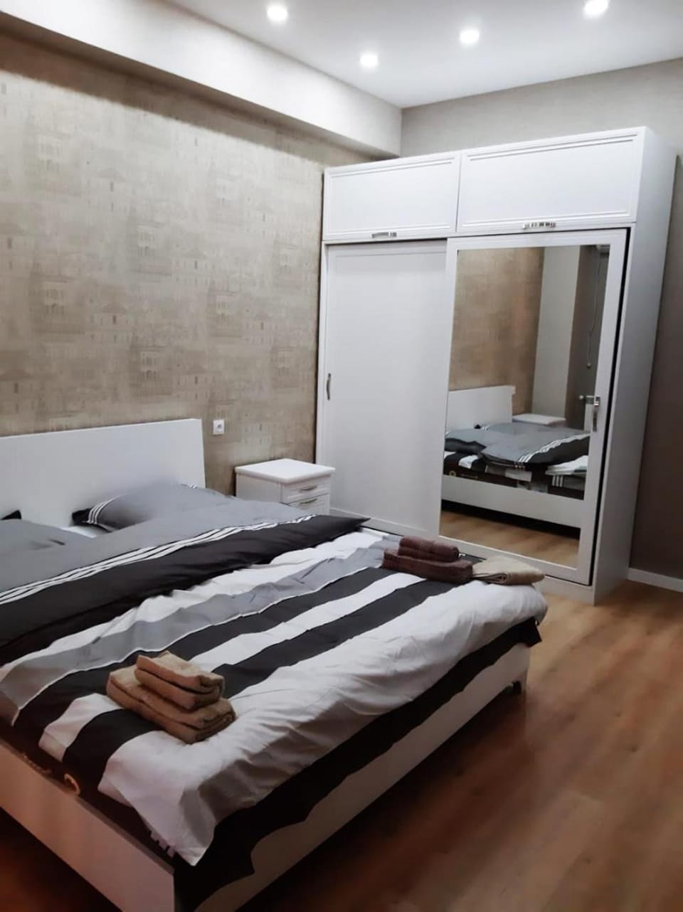 Bed, Photo of the whole room, Bedroom, towels, wardrobe