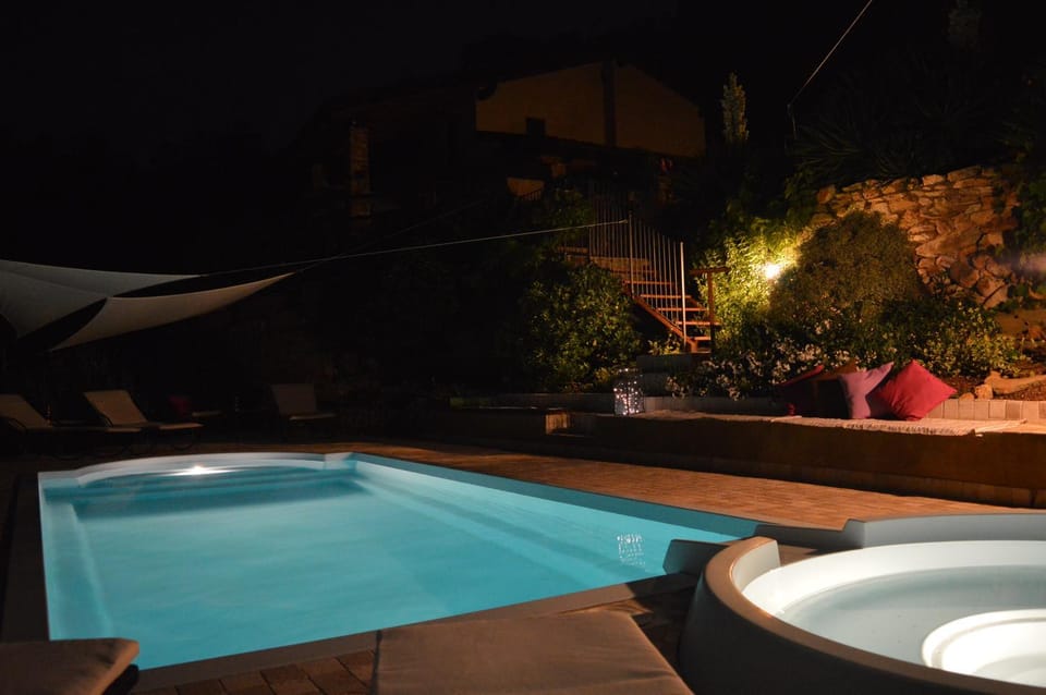 Night, Pool view, Swimming pool