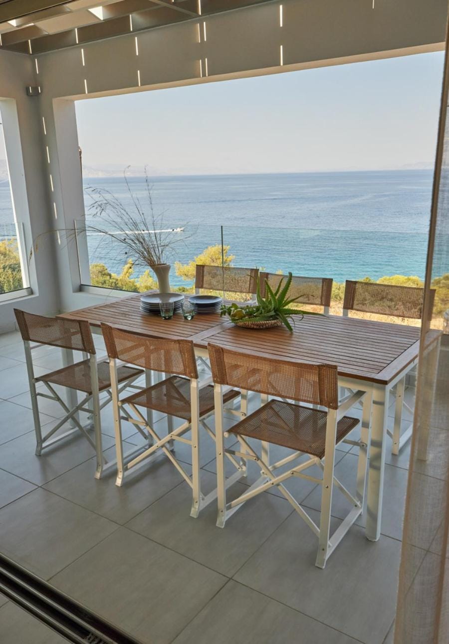 Day, Natural landscape, View (from property/room), Balcony/Terrace, Dining area, Beach, Sea view