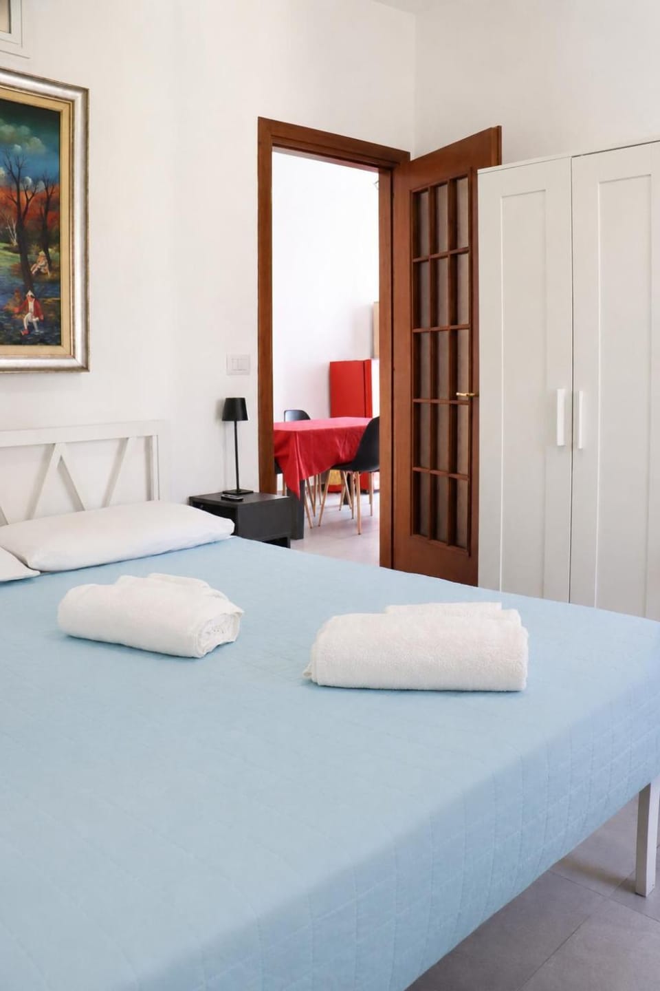 Bed, Photo of the whole room, Bedroom, towels, wardrobe