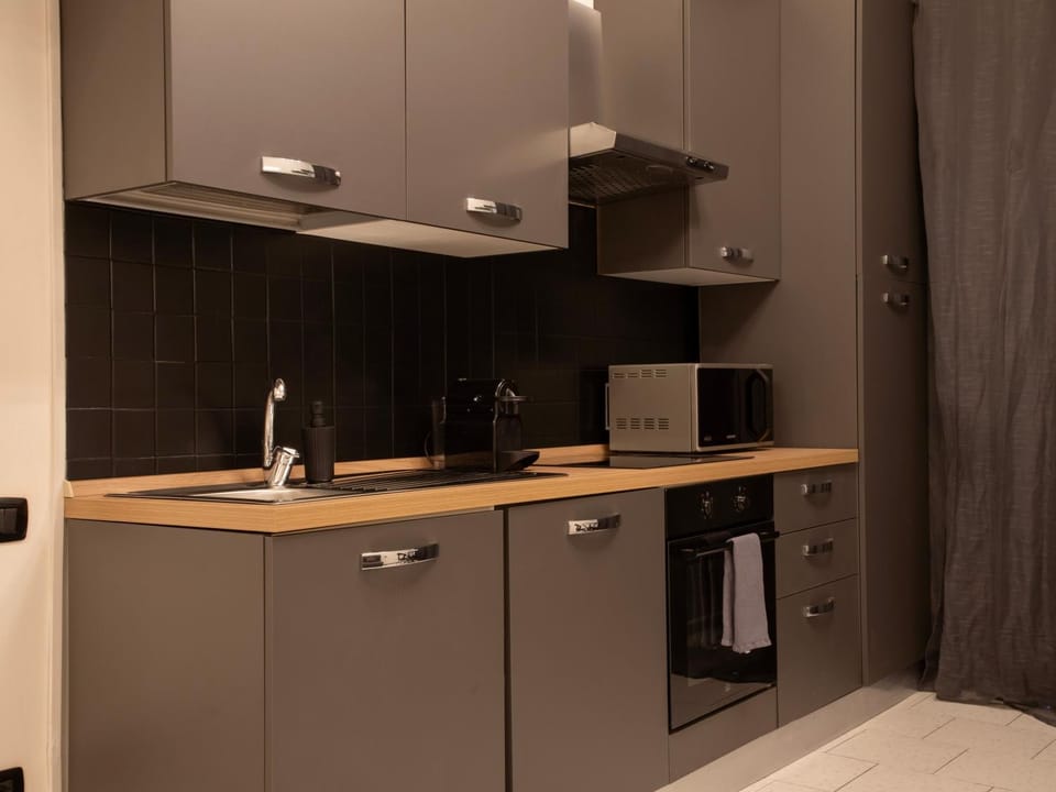 Kitchen or kitchenette, minibar, stove