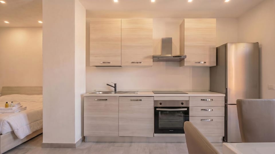 Bed, Kitchen or kitchenette, Photo of the whole room, Bedroom, oven, stove