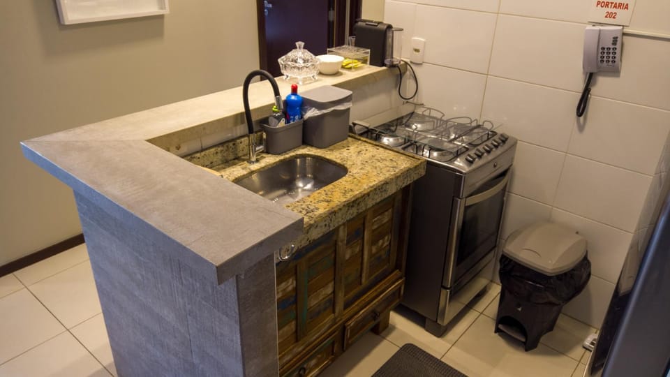 Kitchen or kitchenette, stove