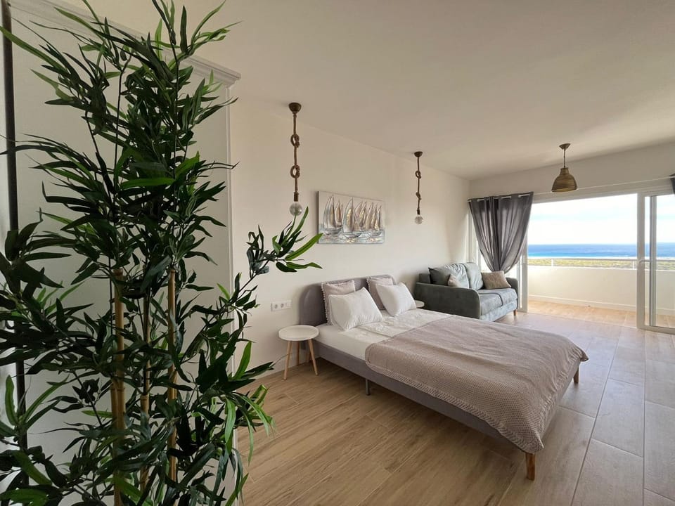 Bed, Natural landscape, Sea view