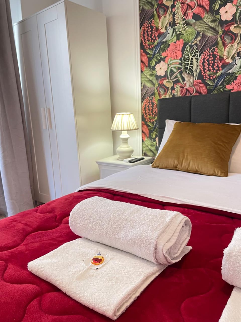 Bed, Photo of the whole room, Bedroom, towels, wardrobe