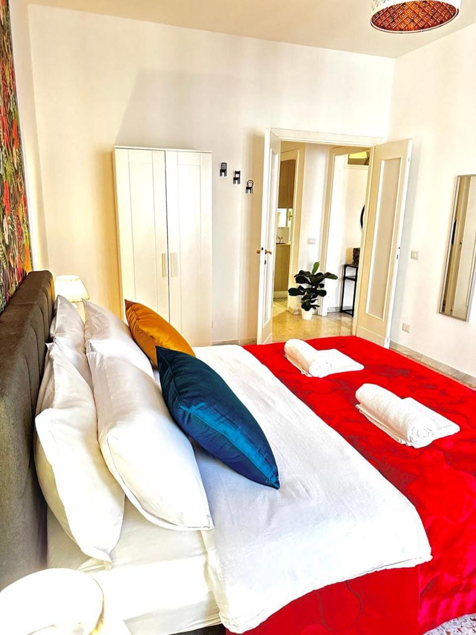 Bed, Photo of the whole room, Bedroom, towels, wardrobe