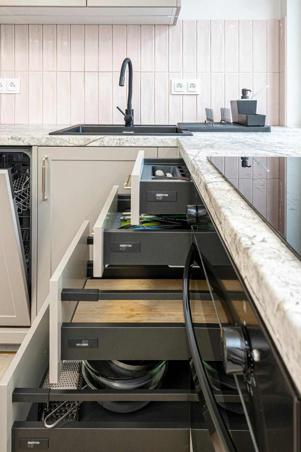 Kitchen or kitchenette, stove