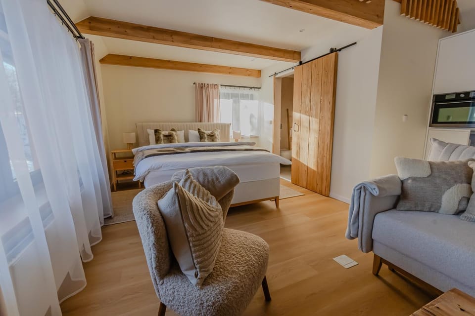 Bed, Living room, Photo of the whole room, Seating area, Bedroom