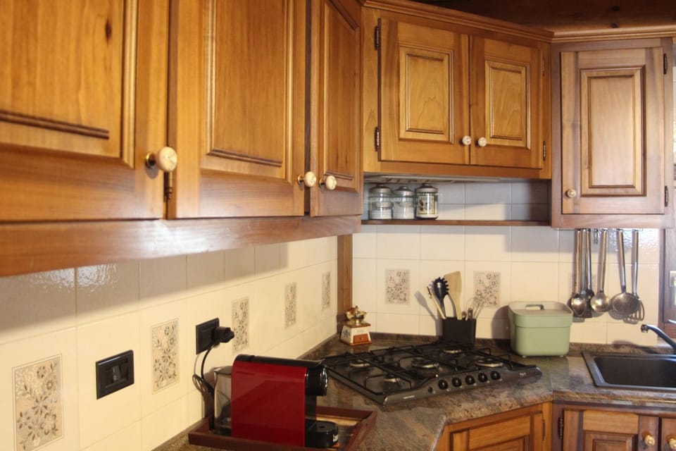 Kitchen or kitchenette, stove