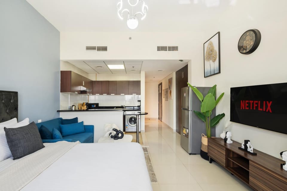 Modern Studio Sports City Pool & City Views Apartment in Dubai