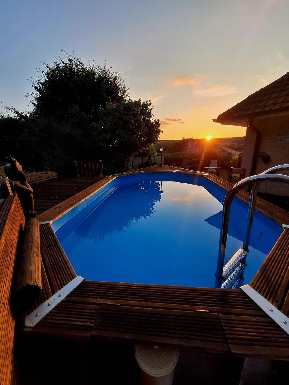 Swimming pool, Sunset, sunbed