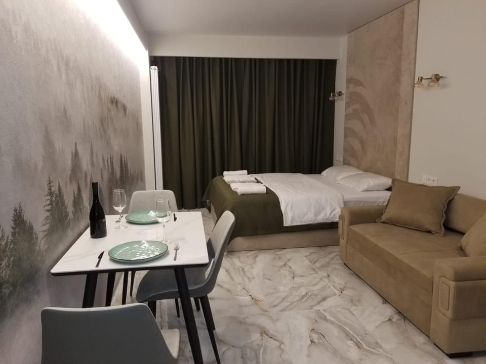 Bed, Seating area, Dining area, Bedroom