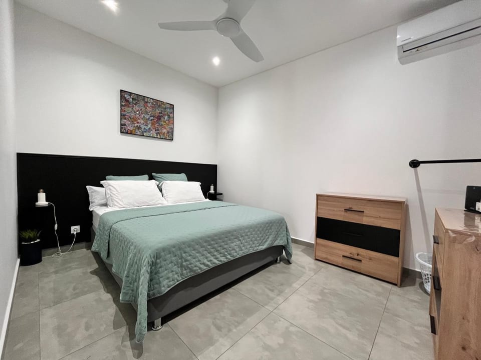 Bed, Photo of the whole room, Bedroom, fireplace, air conditioner