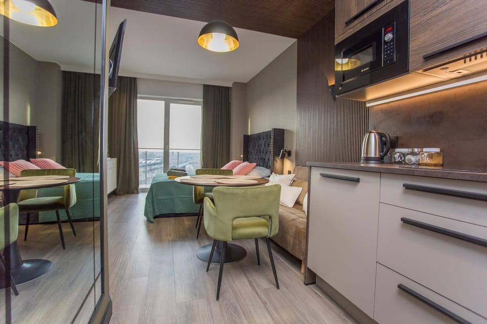 Kitchen or kitchenette, Living room, Seating area