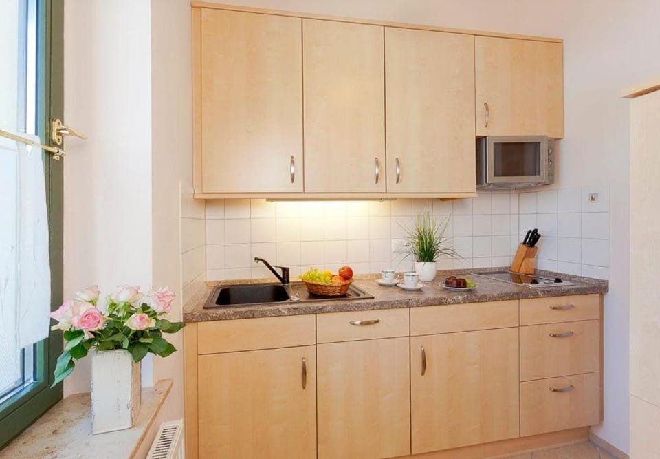 Kitchen or kitchenette, stove