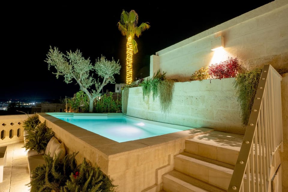 Night, Pool view, Swimming pool, Swimming pool