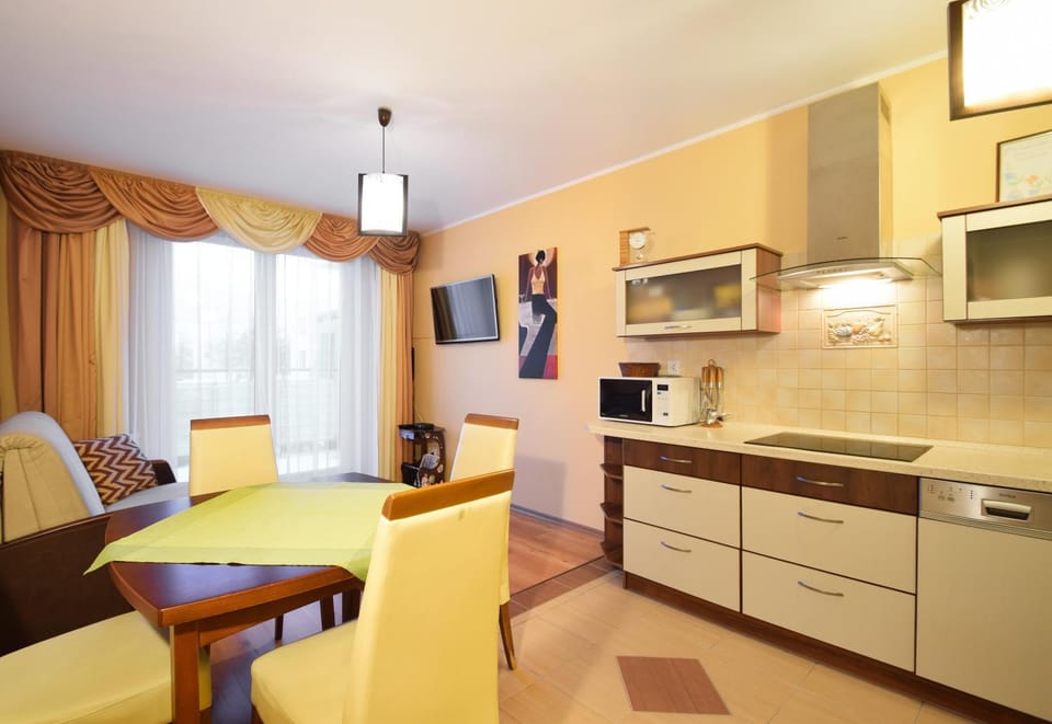 Kitchen or kitchenette, Living room, Seating area, Dining area, oven, stove, toaster