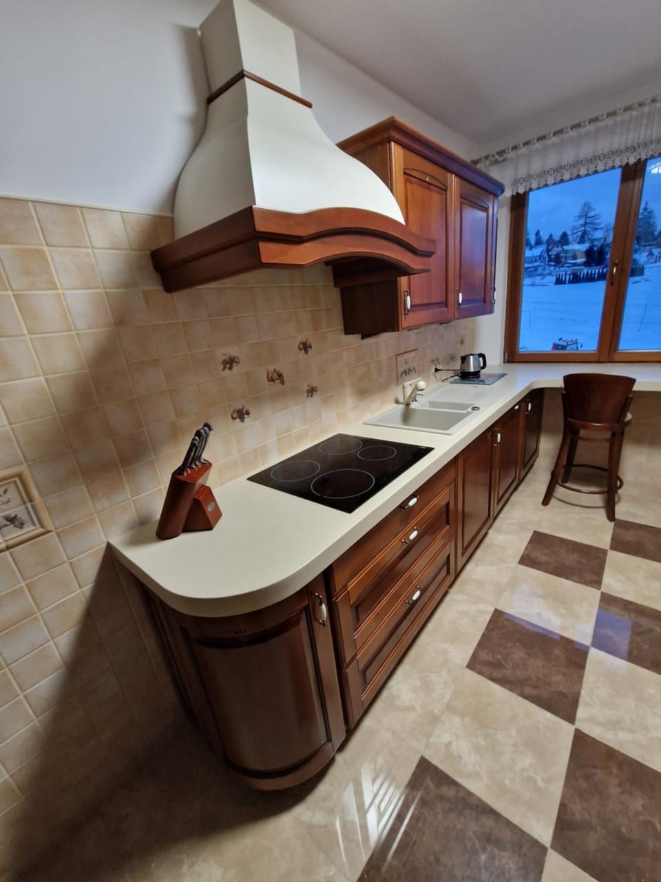 Kitchen or kitchenette, stove