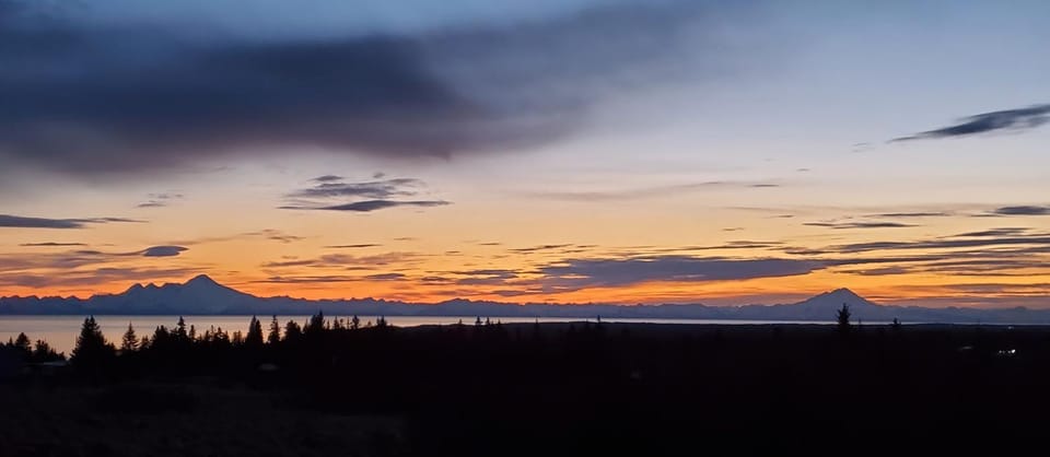 Natural landscape, Mountain view, Sea view, Sunset