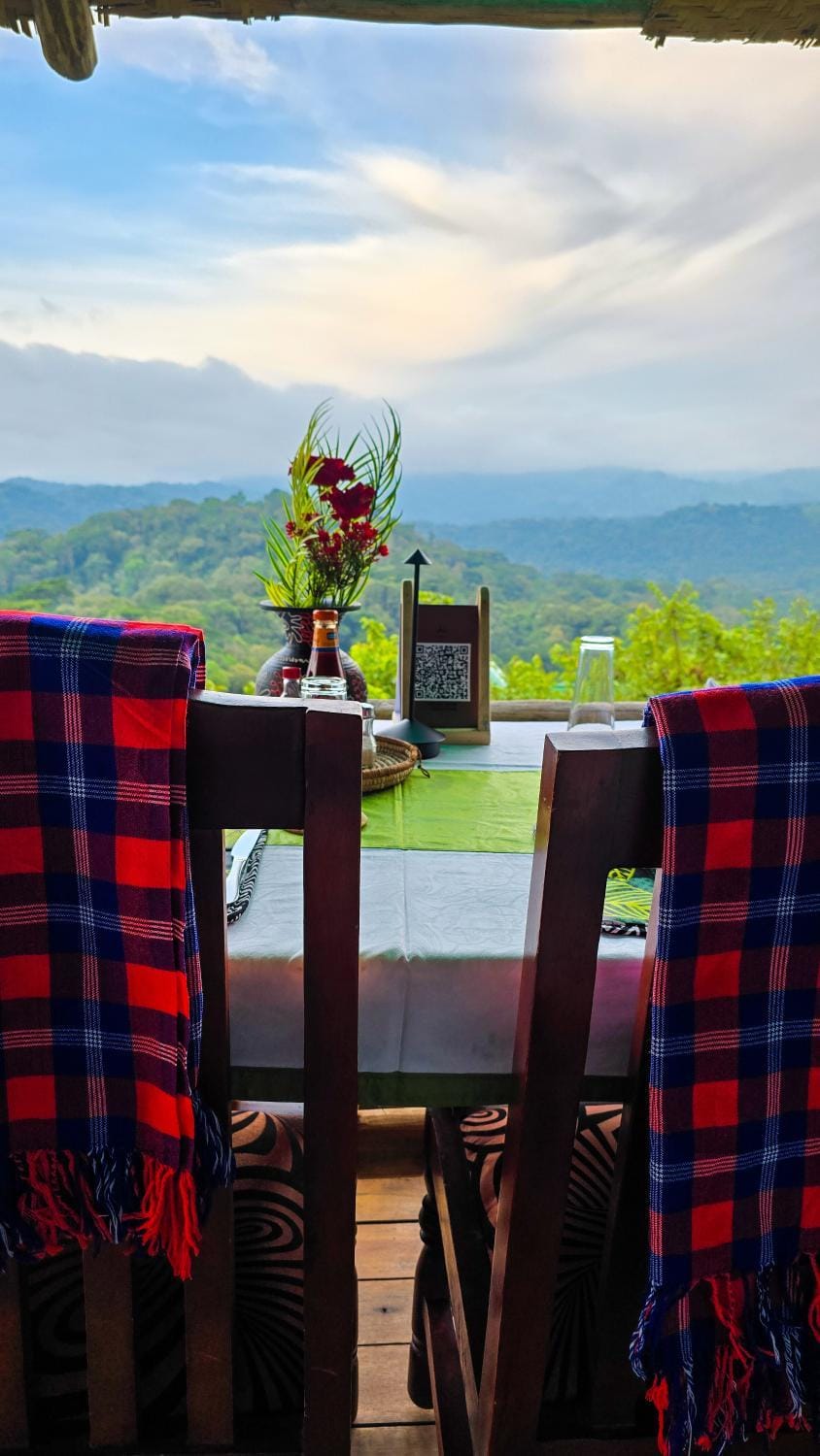 Restaurant/places to eat, Restaurant/places to eat, Day, Natural landscape, View (from property/room), Balcony/Terrace, Dining area, Mountain view