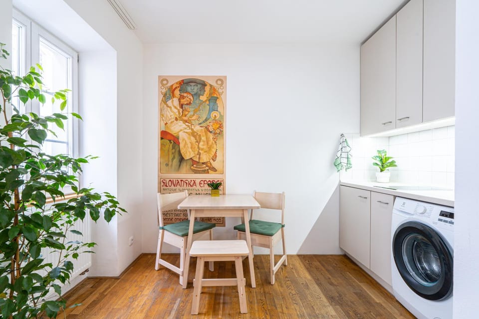Kitchen or kitchenette, Dining area, washing machine, kitchen, kitchen
