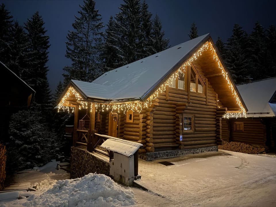 Property building, Night, Winter
