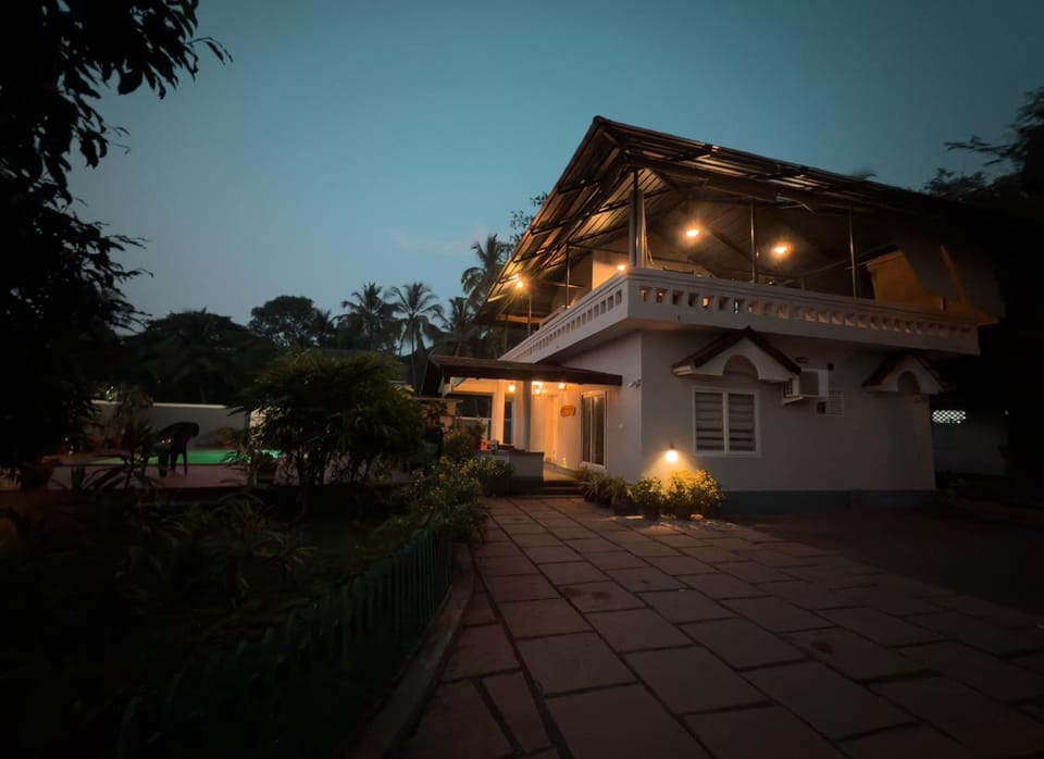Property building, Night, Garden, Garden view