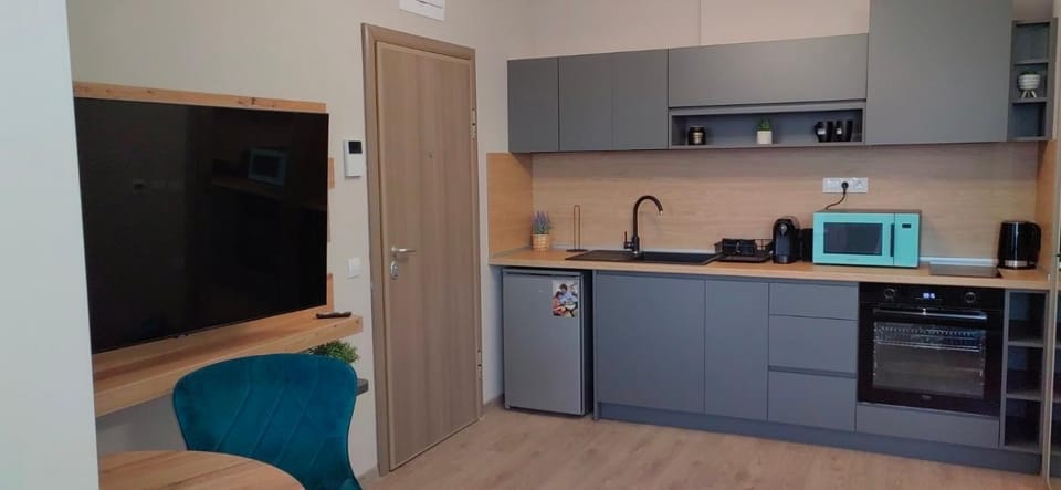 Kitchen or kitchenette, minibar, oven, stove