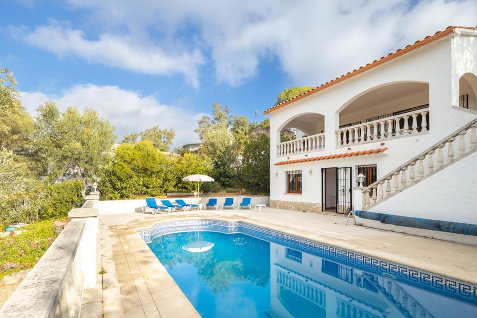 Property building, Living room, Swimming pool