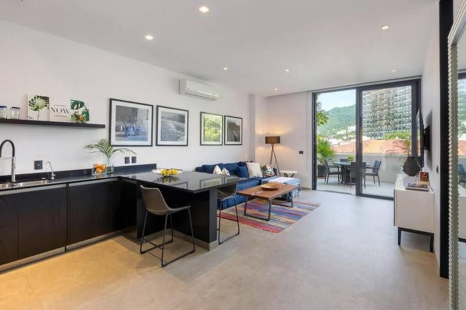 Living room, kitchen