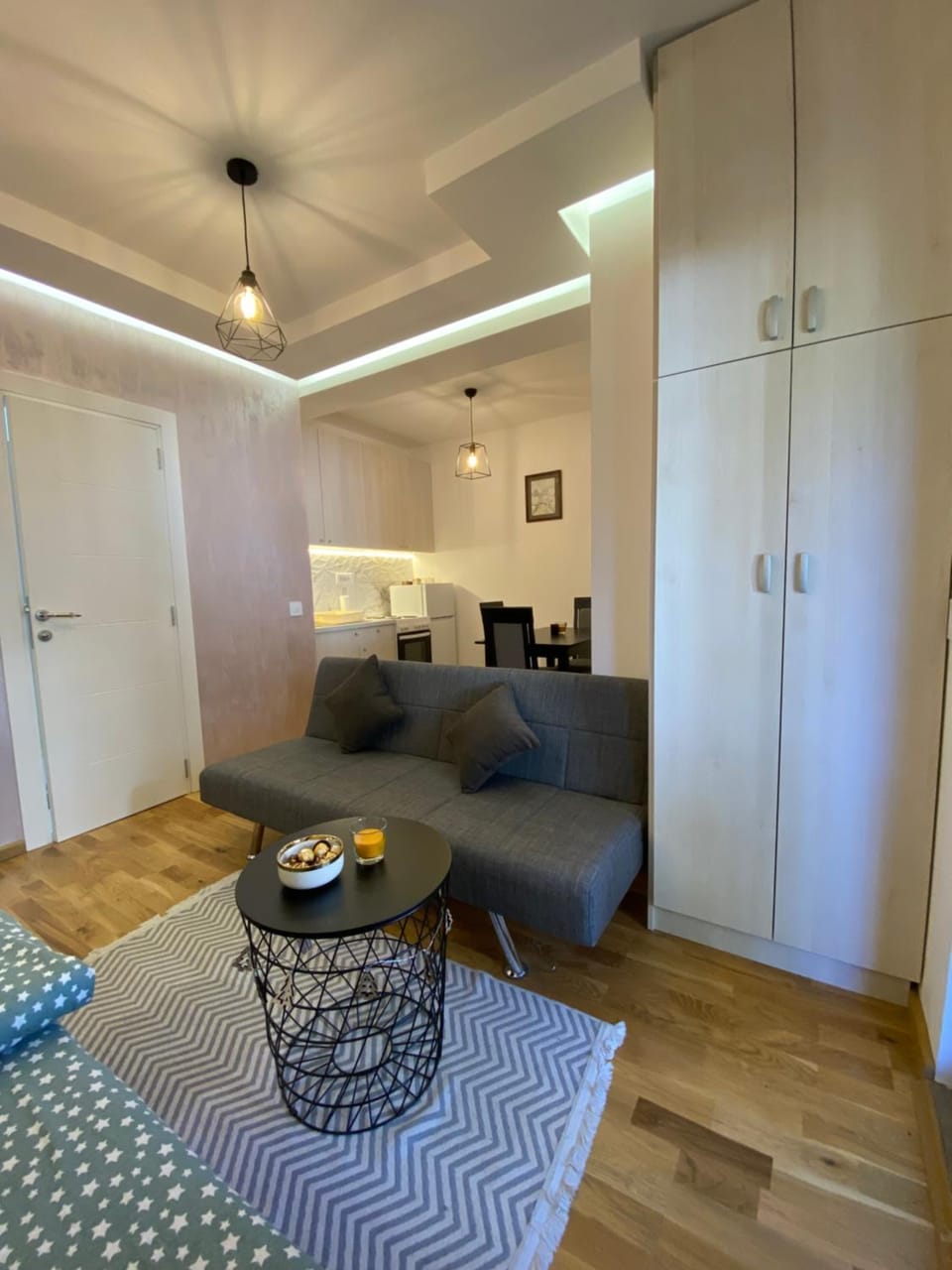 Seating area, wardrobe